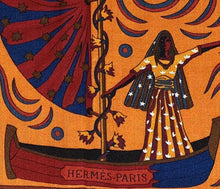 Load image into Gallery viewer, HERMES Carre 140 Cashmere Silk Stole Shawl Peuple Du Vent Orange Multicolor
