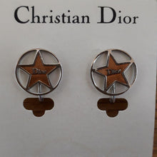 Load image into Gallery viewer, Christian Dior Circle Star Logo Pink Orange Lever Back Earrings Silver Plated
