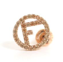 Load image into Gallery viewer, Fendi F Is Logo Rhinestone Hoop Earrings Pierce Pink Gold GP Jewelry Accessory
