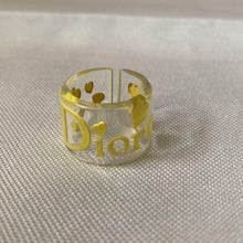 Load image into Gallery viewer, CHRISTIAN DIOR Authentic Logo Heart Clear Yellow Acrylic Finger Ring Accessory
