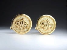Load image into Gallery viewer, Christian Dior Vintage Circle Logo Cufflinks Set Gold Plated GP Men&#39;s Accessory
