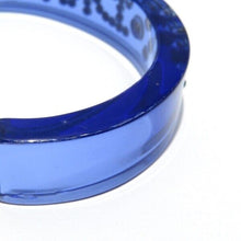 Load image into Gallery viewer, Christian Dior Vintage Logo Rhinestone Clear Blue Plastic Charm Bangle Bracelet
