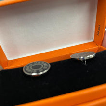 Load image into Gallery viewer, Hermes Paris Enamel Serie Selle Cuffs Cufflinks Silver Black Men&#39;s Accessory Box
