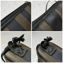 Load image into Gallery viewer, Fendi Shoulder Bag PVC Leather Pecan FF Logo Black Brown Crossbody Pochette
