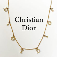 Load image into Gallery viewer, Christian Dior Alphabet Logo Rhinestone Chain Necklace Pendant Gold Plated 40cm
