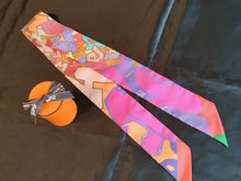 Load image into Gallery viewer, HERMES Paris Twilly Scarf Silk 100% GRAFF HERMES Pink Multicolor Accessory w/Box
