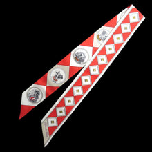 Load image into Gallery viewer, HERMES Paris Twilly COLLIERS ET CHIENS Dog Scarf Silk 100% Red White Accessory
