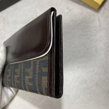 Load image into Gallery viewer, FENDI FF Zucca Bifold Long Wallet Brown Canvas Leather Card Pockets Flap Button
