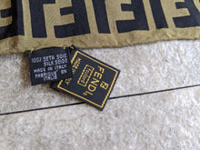 Load image into Gallery viewer, Fendi Vintage Zucca Logo Scarf Stole Brown Black 100% Silk Italy Made 82x77 cm
