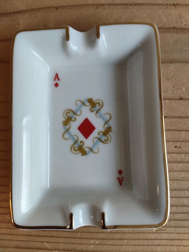 HERMES Heart A playing cards Miniash Tray Ashtray Pottery White Red 8 x 6 cm