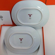 Load image into Gallery viewer, Hermes Paris Rallye 24 Oval Mini Plate 2 Pieces Green 15.5x12cm Porcelain w/Box
