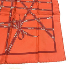 Load image into Gallery viewer, HERMES Paris Carre 45 Handkerchief Mini Scarf Silk 100% Bolduc Ribbon Orange Red
