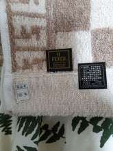Load image into Gallery viewer, Fendi Auth. Logo Check Pattern Bath Towel Beach Towel 60 x 123cm Cotton Beige

