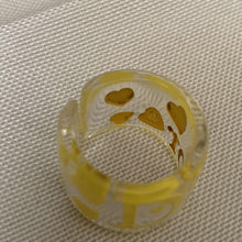 Load image into Gallery viewer, CHRISTIAN DIOR Authentic Logo Heart Clear Yellow Acrylic Finger Ring Accessory
