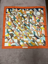 Load image into Gallery viewer, HERMES Paris Carre 90 ON A SUMMER DAY 100% Silk Scarf Stole Orange Border w/Box
