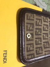 Load image into Gallery viewer, FENDI FF Zucca Compact Wallet Zip Around Snap Button Brown Canvas w/Box Italy
