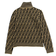 Load image into Gallery viewer, Fendi Vintage Turtleneck Sweater Knit Zucca Logo 100% Wool Brown Size 42 Italy
