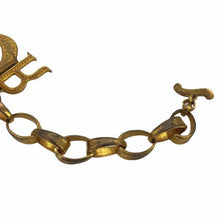 Load image into Gallery viewer, Christian Dior DIOR Logo Rhinestone Chain Bangle Bracelet Gold Plated GP Vintage
