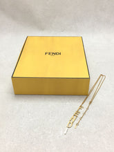 Load image into Gallery viewer, Fendi Logo Motif Chain Necklace Pendant Gold Plated GP Length 61.6cm Italy w/Box

