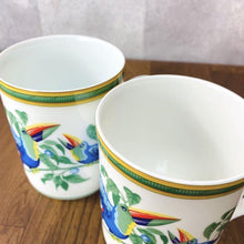 Load image into Gallery viewer, HERMES Paris Toucans Pattern Mug Cup 2 Pieces Porcelain White Multicolor w/Box
