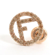 Load image into Gallery viewer, Fendi F Is Logo Rhinestone Hoop Earrings Pierce Pink Gold GP Jewelry Accessory
