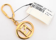 Load image into Gallery viewer, Fendi Circle FF Zucca Key Holder Keyring Key Chain Bag Charm Gold Plated w/Box
