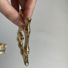Load image into Gallery viewer, Fendi FF Bamboo Motif Hoop Earrings Pierce Gold Plated GP Charm Accessory w/Box
