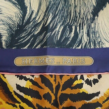 Load image into Gallery viewer, HERMES Double Face Scarf Carre 90 TIGER ROYAL Silk 100% Stole Rose Blue Border
