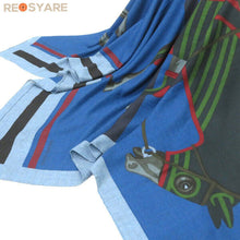 Load image into Gallery viewer, HERMES Paris Carre140 Stole Shawl Cheval a La Couverture Cashmere Silk Blue
