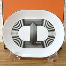 Load image into Gallery viewer, Hermes Paris Rallye 24 Oval Mini Plate 2 Pieces White 15x12cm Porcelain w/Box
