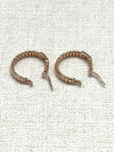 Load image into Gallery viewer, Fendi Auth. FF Logo Hoop Earrings Pierce Brassy Color Lever Back Accessory w/Box
