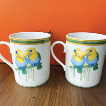 Load image into Gallery viewer, HERMES Paris Authentic Toucans Mug Cup 2 Pieces Porcelain White Multicolor w/Box
