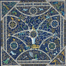 Load image into Gallery viewer, HERMES Carre 140 Cashmere Silk Stole Shawl Peuple Du Vent Blue Multicolor
