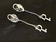Load image into Gallery viewer, Christian Dior Heart Cadena Logo Key Dangle Pierce Earrings Silver Accessory
