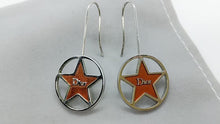 Load image into Gallery viewer, Christian Dior Circle Star Logo Pierce Earrings Hook Silver Plated GP Accessory
