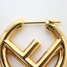 Load image into Gallery viewer, Fendi Auth. F Is Logo Round Hoop Earrings Pierce Gold Plated Accessory 8AG745B08
