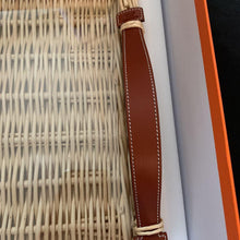 Load image into Gallery viewer, HERMES Paris Osier OSERAIE Wicker Tray with Leather Handles Glass 40X32cm w/Box

