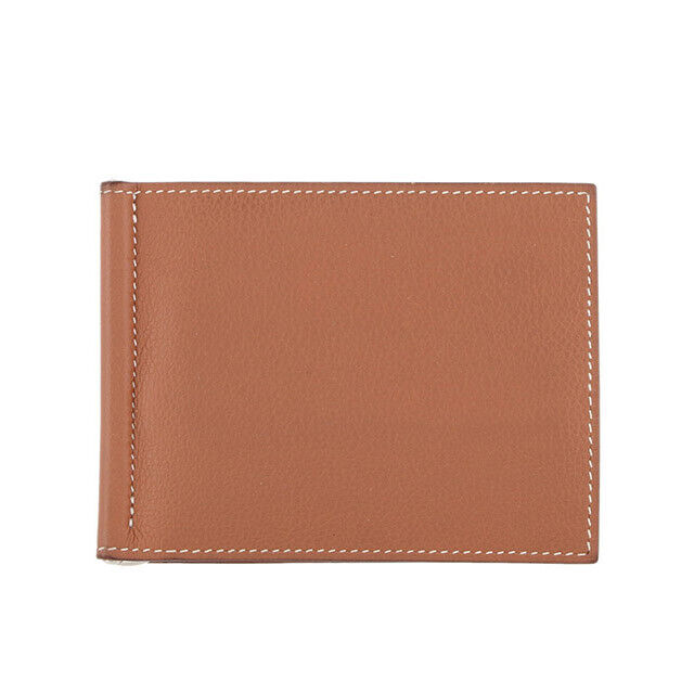 Hermes Paris Poker Money Clip Money Holder Bifold Leather Men`s Wallet Accessory