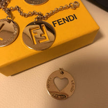 Load image into Gallery viewer, FENDI 5 Coin Motifs Chain BRACELET Bangle Logo Heart Gold Tone 18cm Italy w/Box
