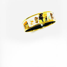 Load image into Gallery viewer, Hermes Paris Email Cloisonne Enamel Bangle Bracelet Stamp Pattern Green Gold
