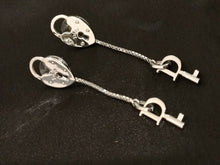 Load image into Gallery viewer, Christian Dior Heart Cadena Logo Key Dangle Pierce Earrings Silver Accessory
