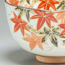 Load image into Gallery viewer, Japanese Pottery Kyo Kiyomizu Ware Red Maple Leaf Matcha Tea Bowl D12 x H8cm
