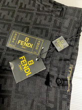 Load image into Gallery viewer, Fendi Ladies Long Pants Zucca Logo Pattern Black Cotton Italy Made 28 Inch
