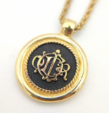 Load image into Gallery viewer, Christian Dior Vintage Circle Logo Plate Chain Necklace Pendant Gold Plated
