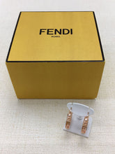 Load image into Gallery viewer, Fendi Auth. FF Logo Hoop Earrings Pierce Pink Gold GP Lever Back Accessory w/Box
