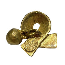 Load image into Gallery viewer, Hermes Paris Logo Ribbon Motif Button Cuffs Cufflinks Gold Tone Men&#39;s Accessory
