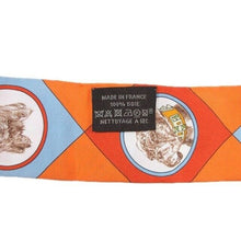 Load image into Gallery viewer, HERMES Paris Twilly COLLIERS ET CHIENS Scarf Silk 100% Orange Multicolor w/Box
