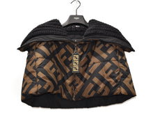 Load image into Gallery viewer, Fendi Zucca Logo Zip Up Poncho Short Cape Polyester Wool Ladies Size 40 Brown
