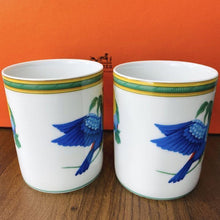 Load image into Gallery viewer, HERMES Paris Authentic Toucans Mug Cup 2 Pieces Porcelain White Multicolor w/Box
