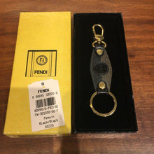 Load image into Gallery viewer, Fendi Vintage FF Zucca Logo Black Leather Bag Charm Key Holder Key Chain w/Box
